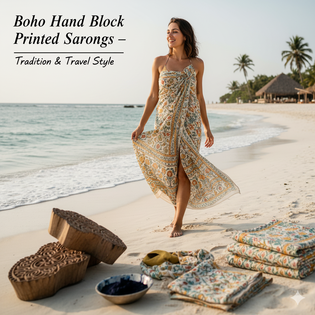 Boho Hand Block Printed Sarongs – The Perfect Blend of Tradition & Travel Style