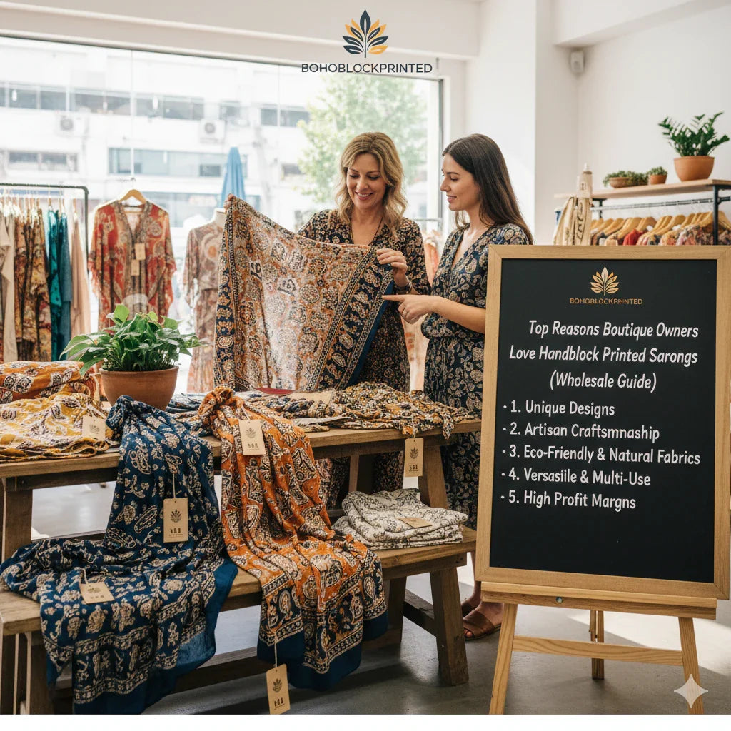 Top Reasons Boutique Owners Love Handblock Printed Sarongs (Wholesale Guide) - Bohoblockprinted