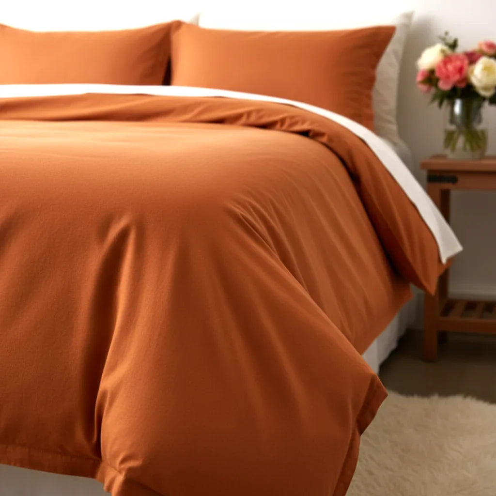 Rust Orange Cotton Duvet Cover Set | 100% Pure Cotton Bedding - Bohoblockprinted