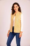 Hand Block Printed Cotton Quilted Jacket – Mustard Floral Motif - Bohoblockprinted