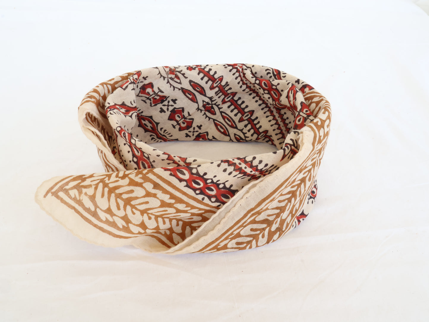 Neutral Tribal Hand Block Printed Cotton Bandana