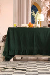 Forest Green Ruffled Cotton Tablecloth - Bohoblockprinted