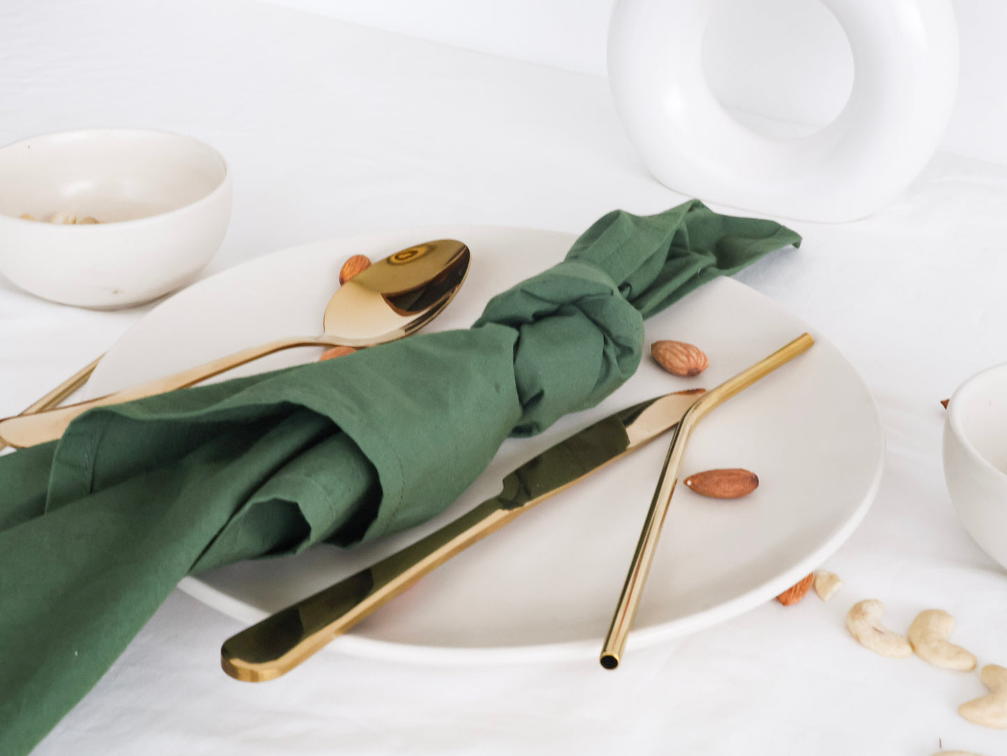 Handmade Forest Green Napkin – 100% Cotton, Reusable Cloth Napkin for Table Setting - Bohoblockprinted