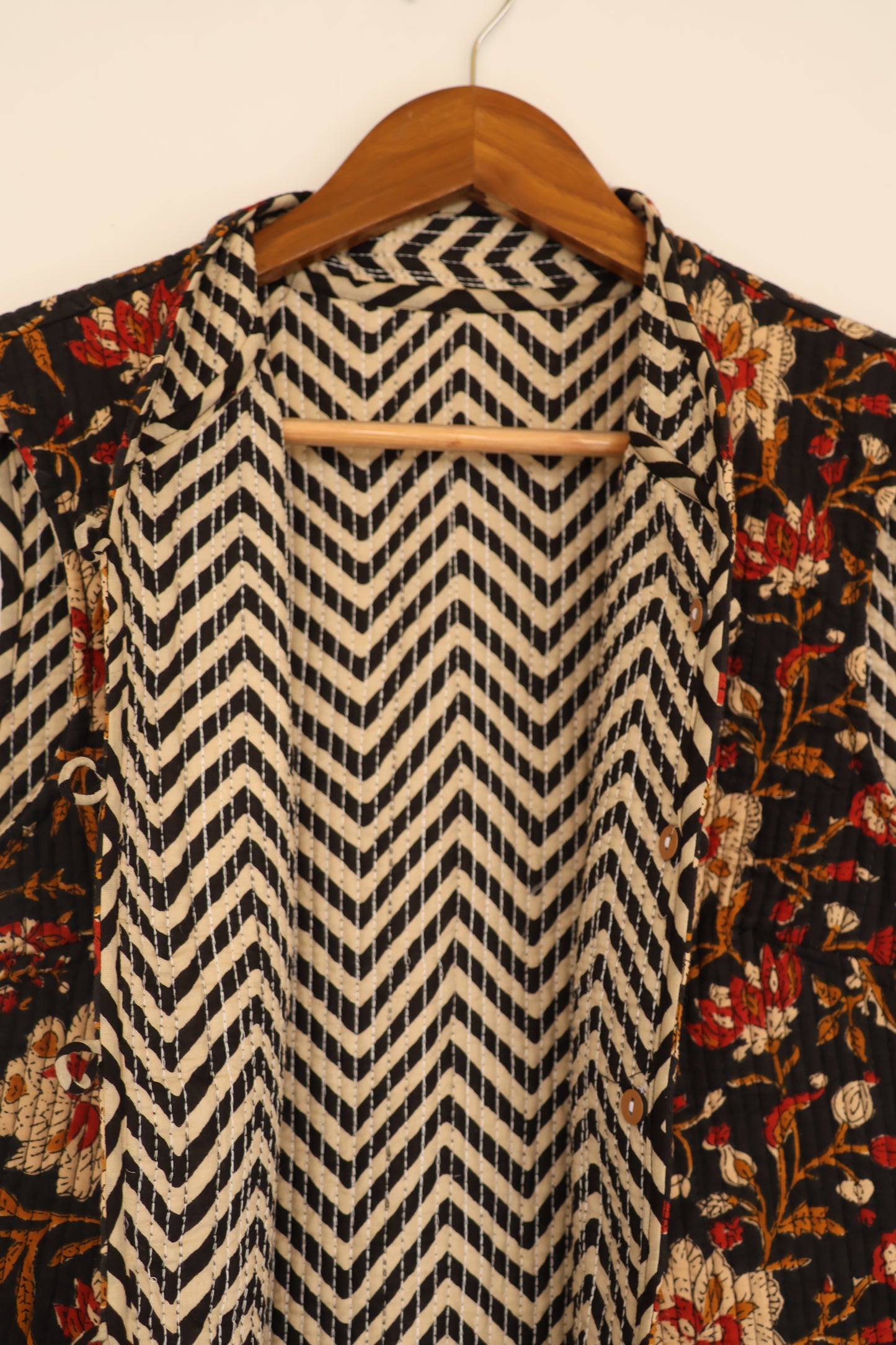 Handblock Printed Cotton Quilted Jacket - Bohoblockprinted