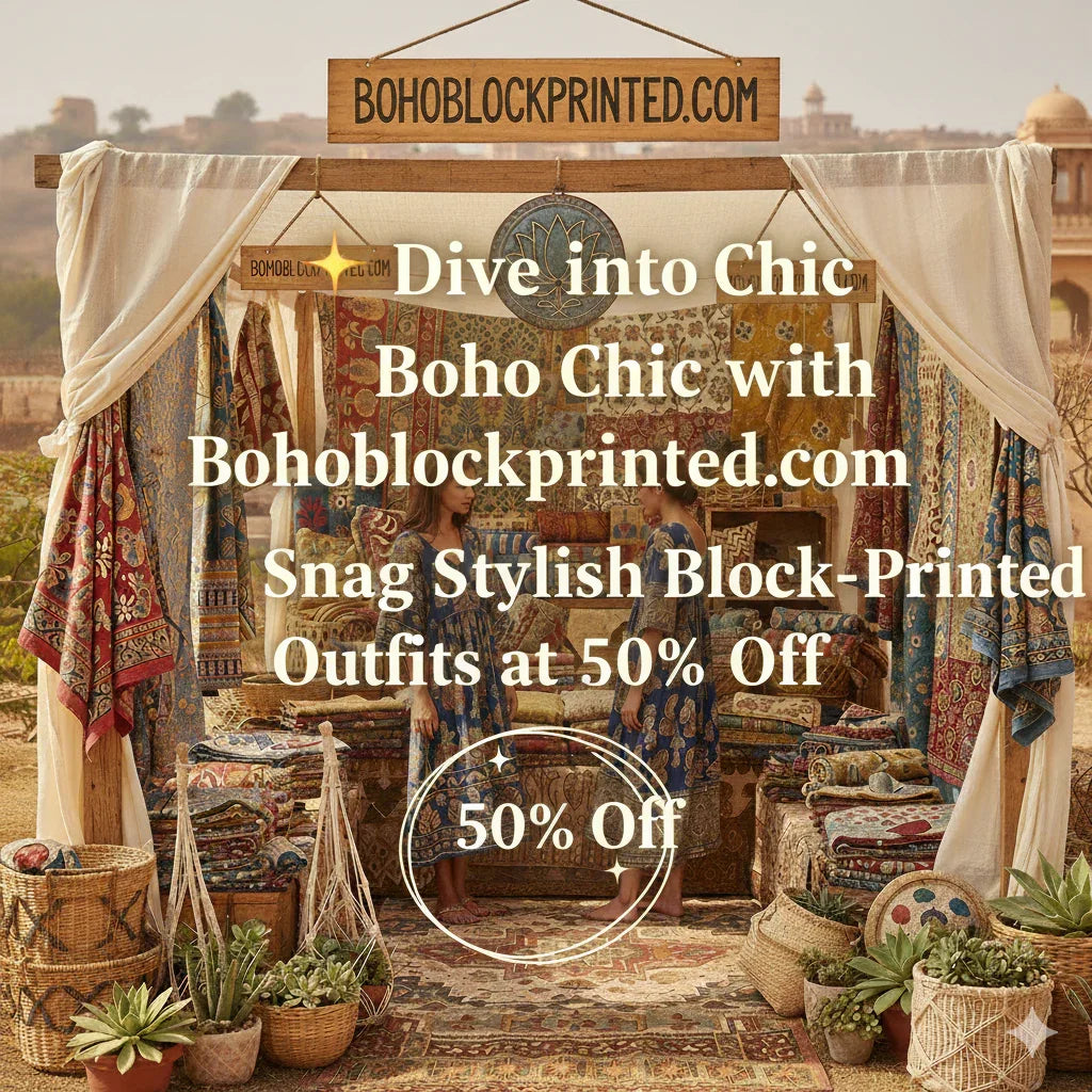 🌟 Dive into Boho Chic with Bohoblockprinted.com: Snag Stylish Block-Printed Outfits at 50% Off! 🛍️ - Bohoblockprinted