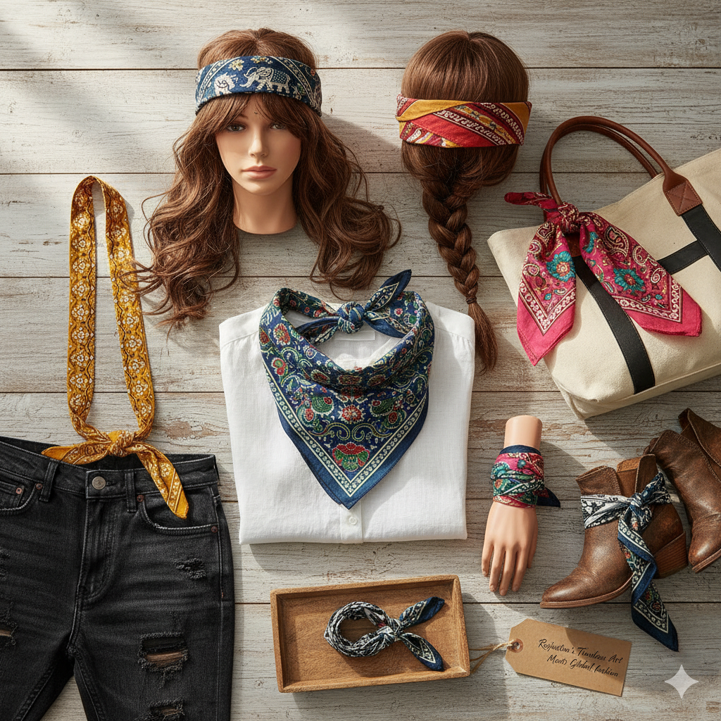 Creative Ways to Style a Boho Handblock Printed Bandana – Rajasthan’s Timeless Art Meets Global Fashion
