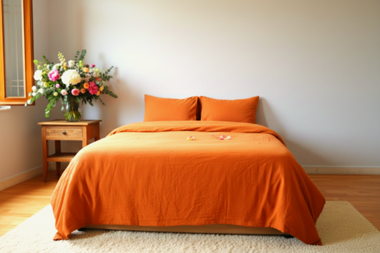 Rust Orange Cotton Duvet Cover Set | 100% Pure Cotton Bedding