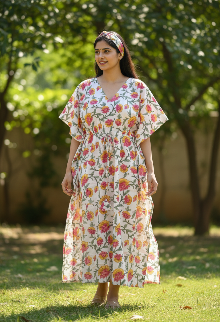 Floral Printed  cotton Kaftan