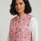 Hand Block Printed Floral Cotton Quilted Jacket - Pink - Bohoblockprinted