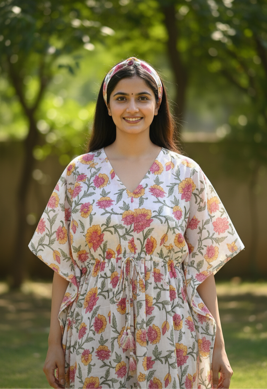 Floral Printed  cotton Kaftan