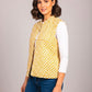 Hand Block Printed Cotton Quilted Jacket – Mustard Floral Motif - Bohoblockprinted