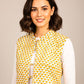 Hand Block Printed Cotton Quilted Jacket – Mustard Floral Motif - Bohoblockprinted