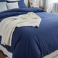 Deep Navy Blue Cotton Duvet Cover Set – 100% Soft Cotton, Breathable & Elegant Bedding with Button Closure