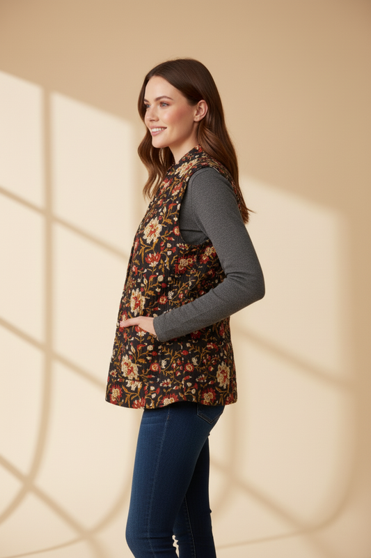 Handblock Printed Cotton Quilted Jacket
