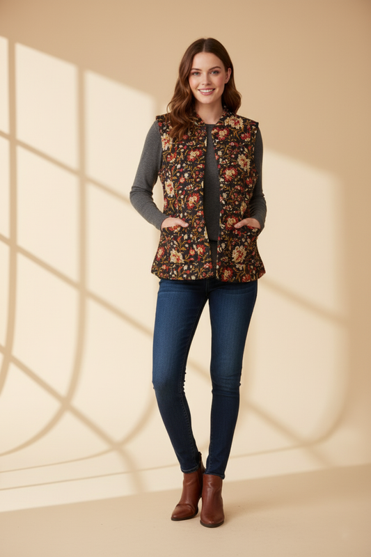 Handblock Printed Cotton Quilted Jacket