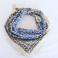 Blue Block Printed Cotton Bandana | Boho Floral & Geometric Scarf