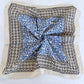 Blue Block Printed Cotton Bandana | Boho Floral & Geometric Scarf