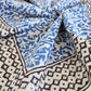 Blue Block Printed Cotton Bandana | Boho Floral & Geometric Scarf