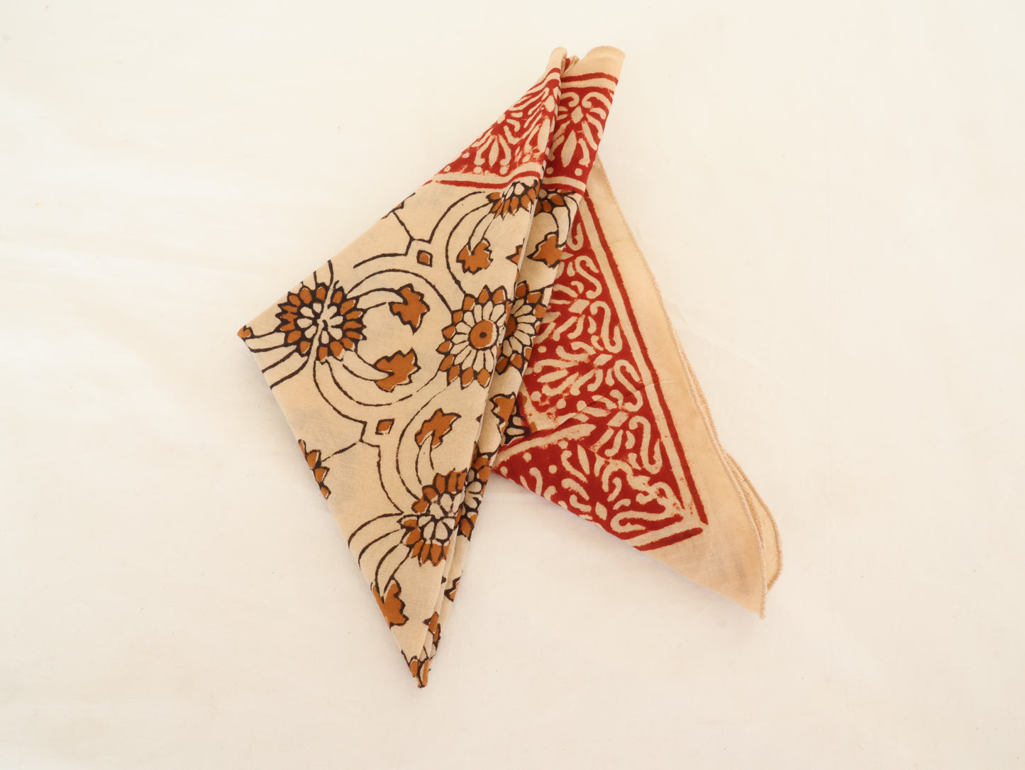 Red Border Floral Hand Block Printed Cotton Bandana – Boho Style Scarf