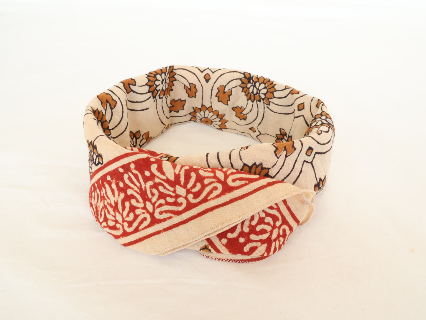 Red Border Floral Hand Block Printed Cotton Bandana – Boho Style Scarf
