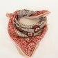 Boho red floral block print square scarf cotton fabric