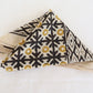 Hand block printed cotton bandana in black and mustard