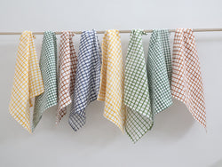 Assorted Hand Block Printed Cotton Napkin Set Reusable Dinner Napkins Check Pattern - Bohoblockprinted