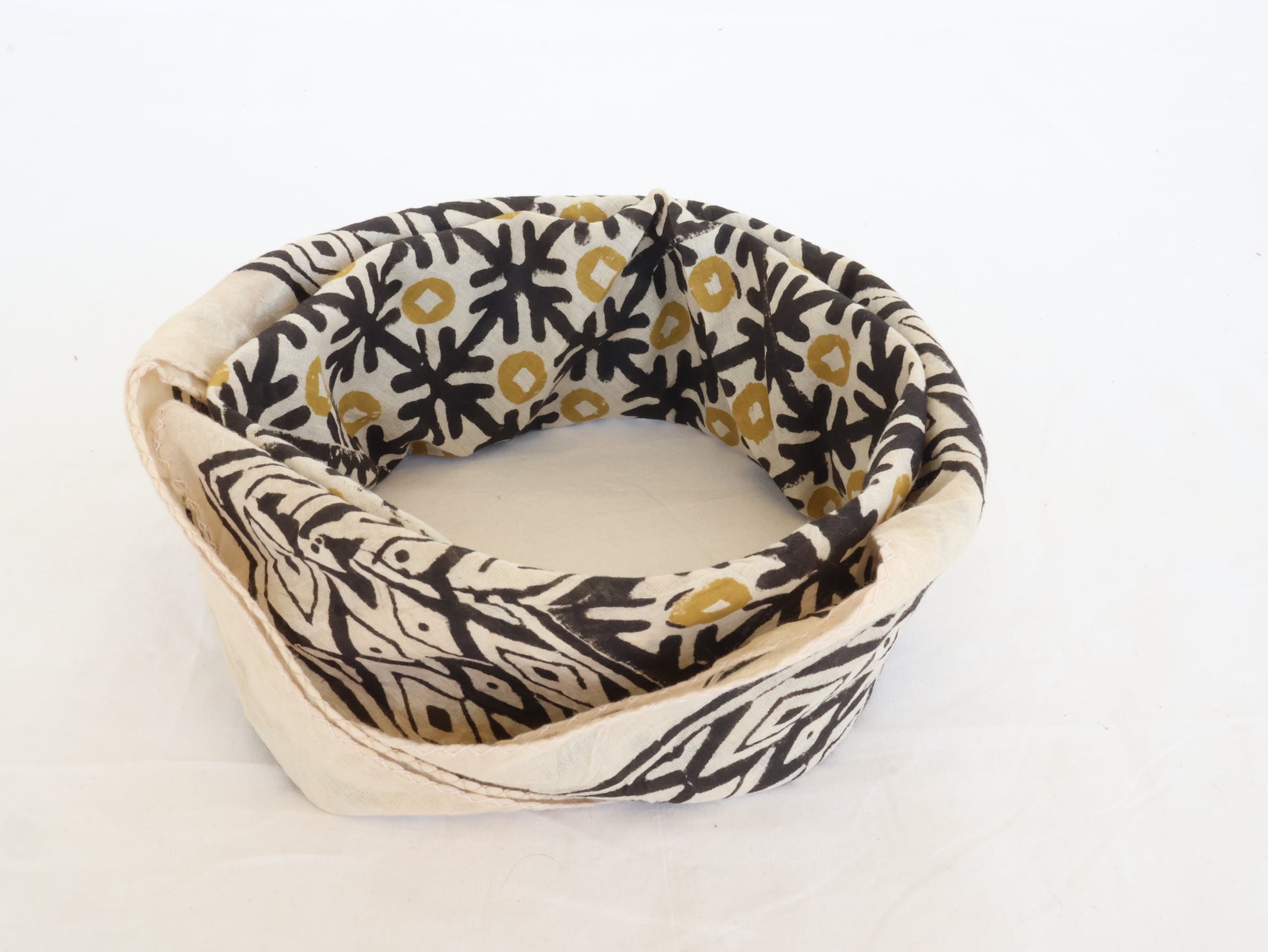 Block print geometric floral pattern bandana