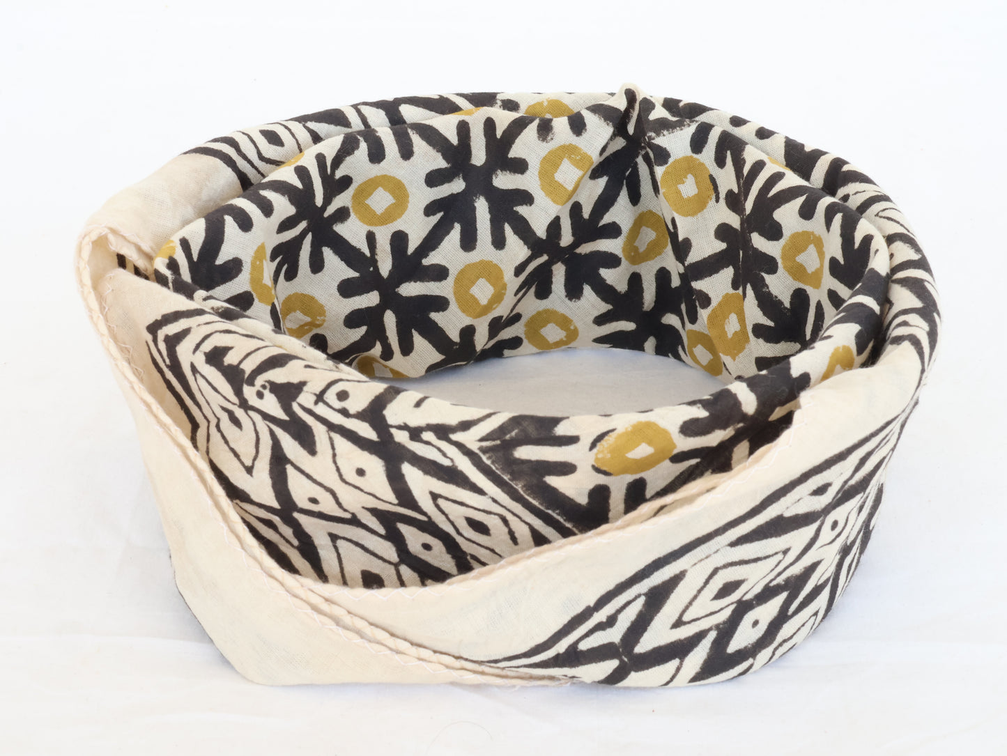 Block print geometric floral pattern bandana