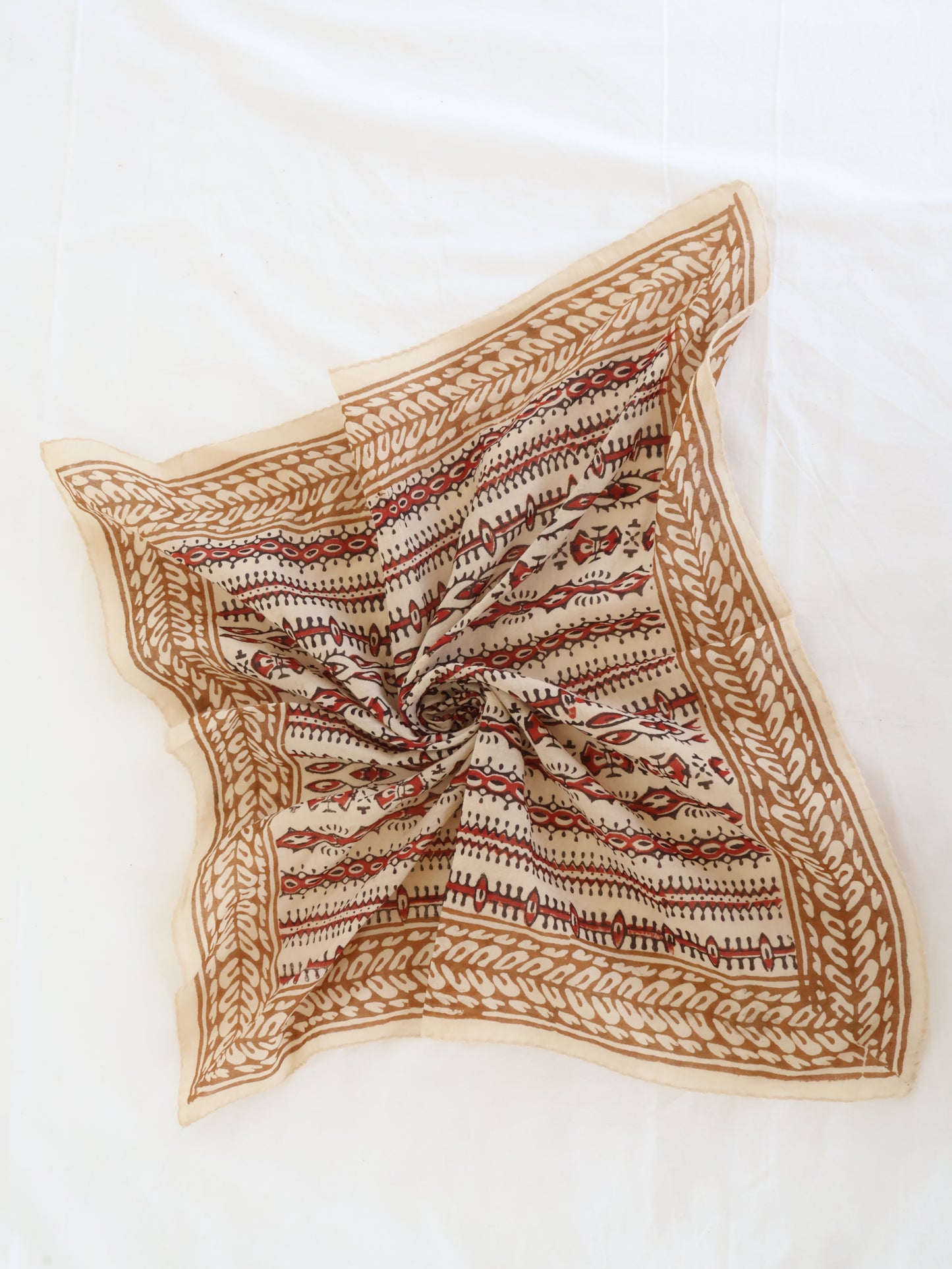 Neutral Tribal Hand Block Printed Cotton Bandana