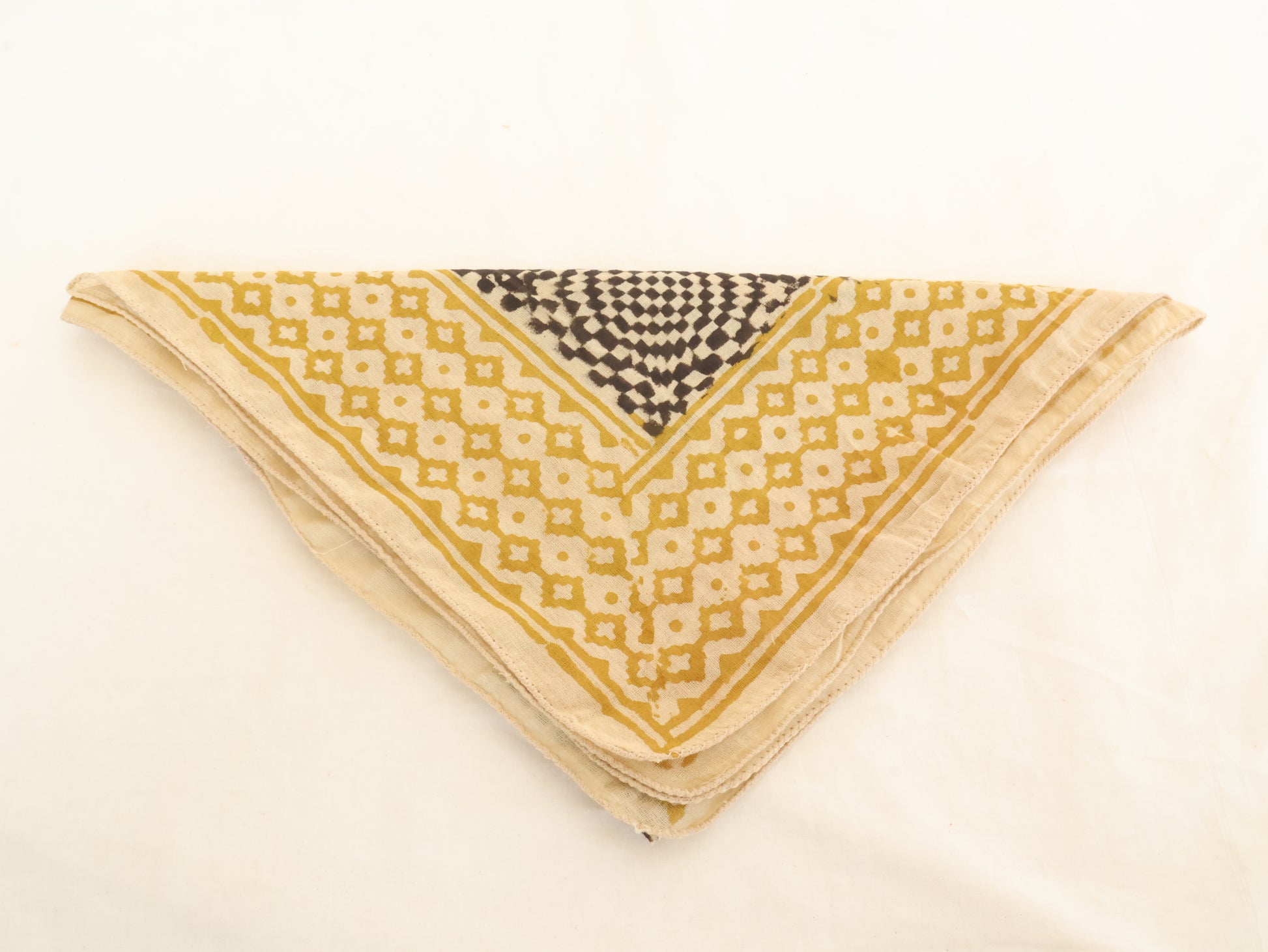 Cotton boho square scarf with block print pattern