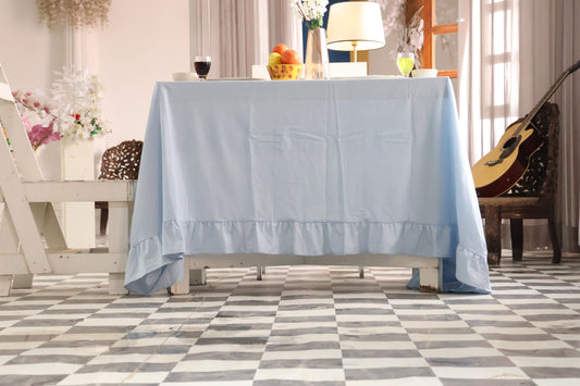 Premium Sky Blue Linen Table Cover