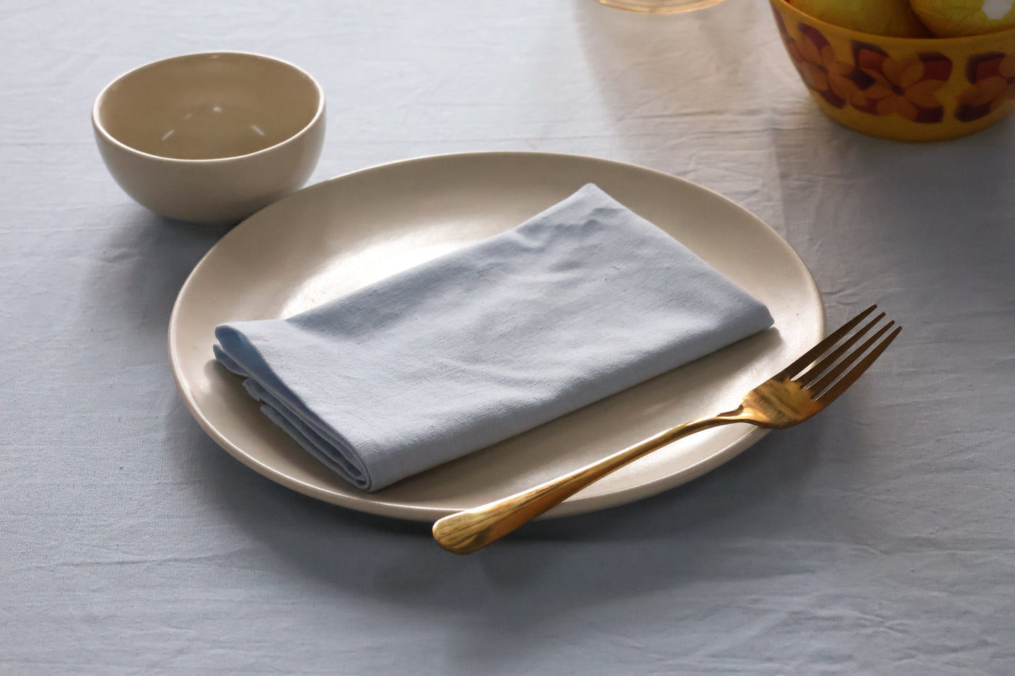 Premium Sky Blue Linen Table Cover