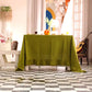 Olive Green Ruffled Cotton Tablecloth