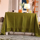 Olive Green Ruffled Cotton Tablecloth