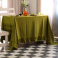 Olive Green Ruffled Cotton Tablecloth