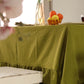 Olive Green Ruffled Cotton Tablecloth