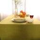 Olive Green Ruffled Cotton Tablecloth