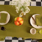 Olive Green Ruffled Cotton Tablecloth