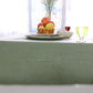 Table with a green tablecloth