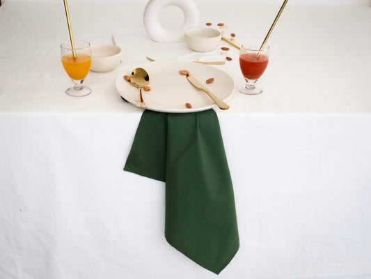 Handmade Forest Green Napkin – 100% Cotton, Reusable Cloth Napkin for Table Setting - Bohoblockprinted