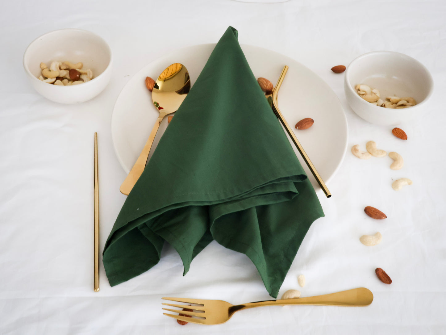 Handmade Forest Green Napkin – 100% Cotton, Reusable Cloth Napkin for Table Setting - Bohoblockprinted