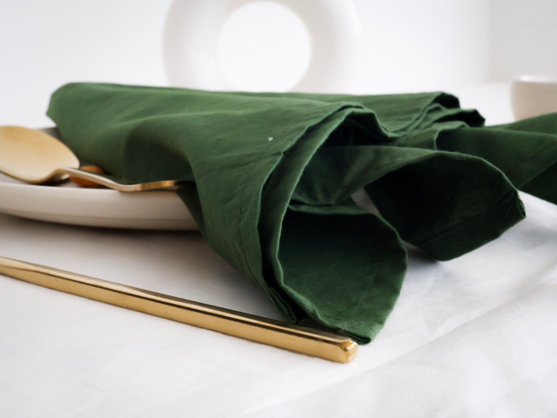 Handmade Forest Green Napkin – 100% Cotton, Reusable Cloth Napkin for Table Setting - Bohoblockprinted