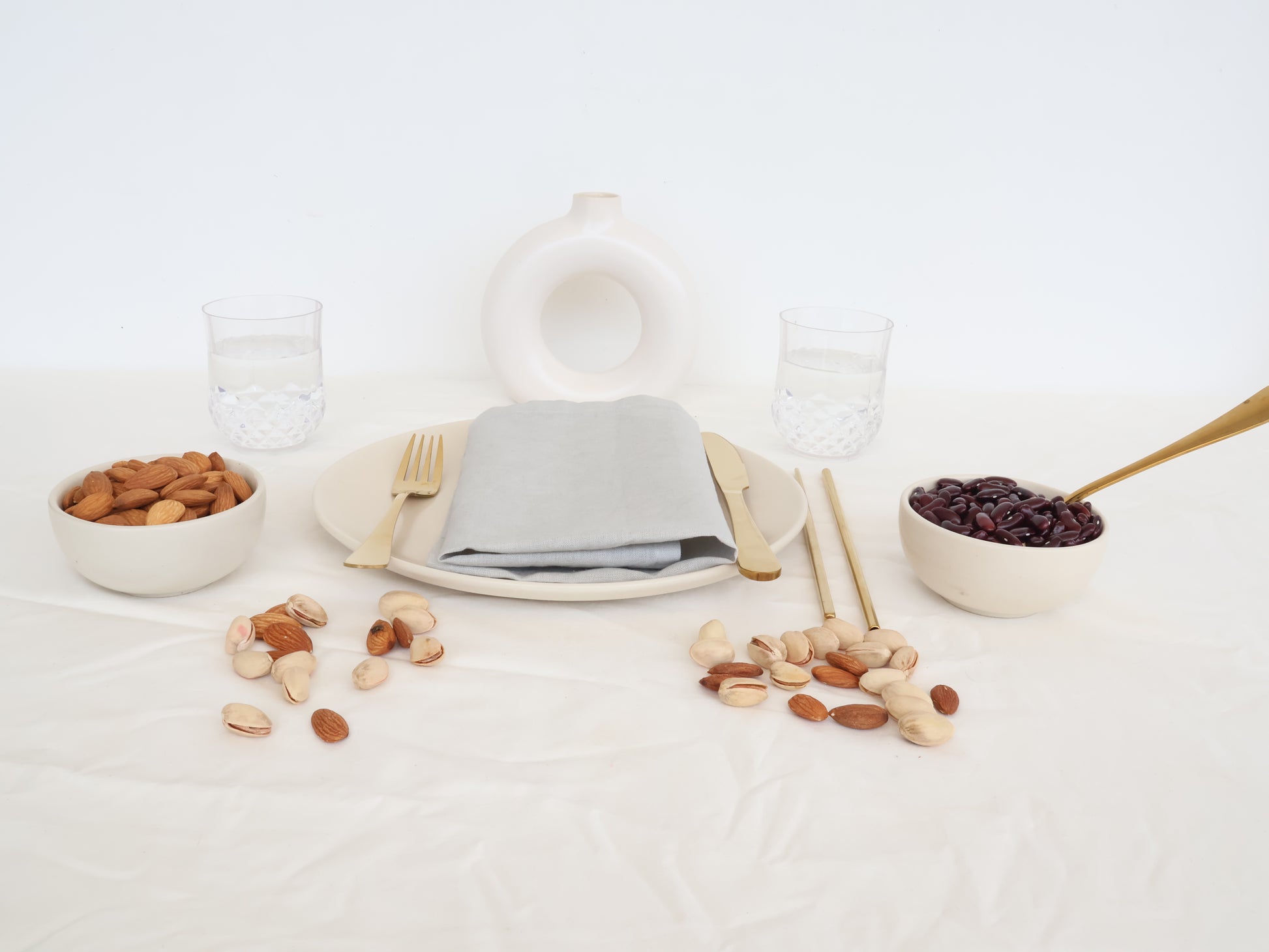 Light Grey Cotton Napkin – Handmade Reusable Cloth Napkin for Minimal Table Decor - Bohoblockprinted