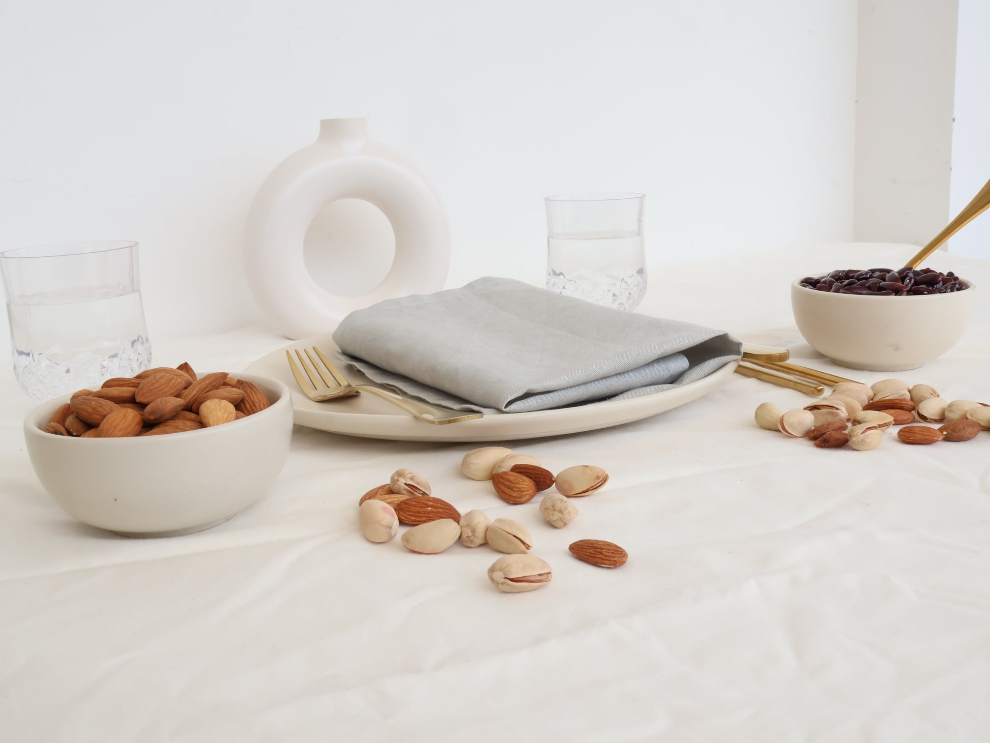 Light Grey Cotton Napkin – Handmade Reusable Cloth Napkin for Minimal Table Decor - Bohoblockprinted