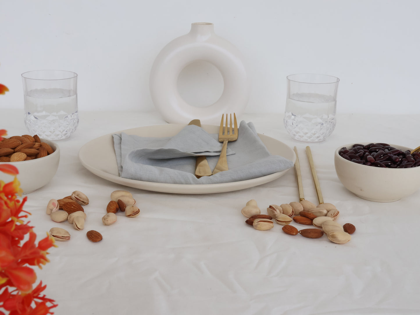 Light Grey Cotton Napkin – Handmade Reusable Cloth Napkin for Minimal Table Decor - Bohoblockprinted