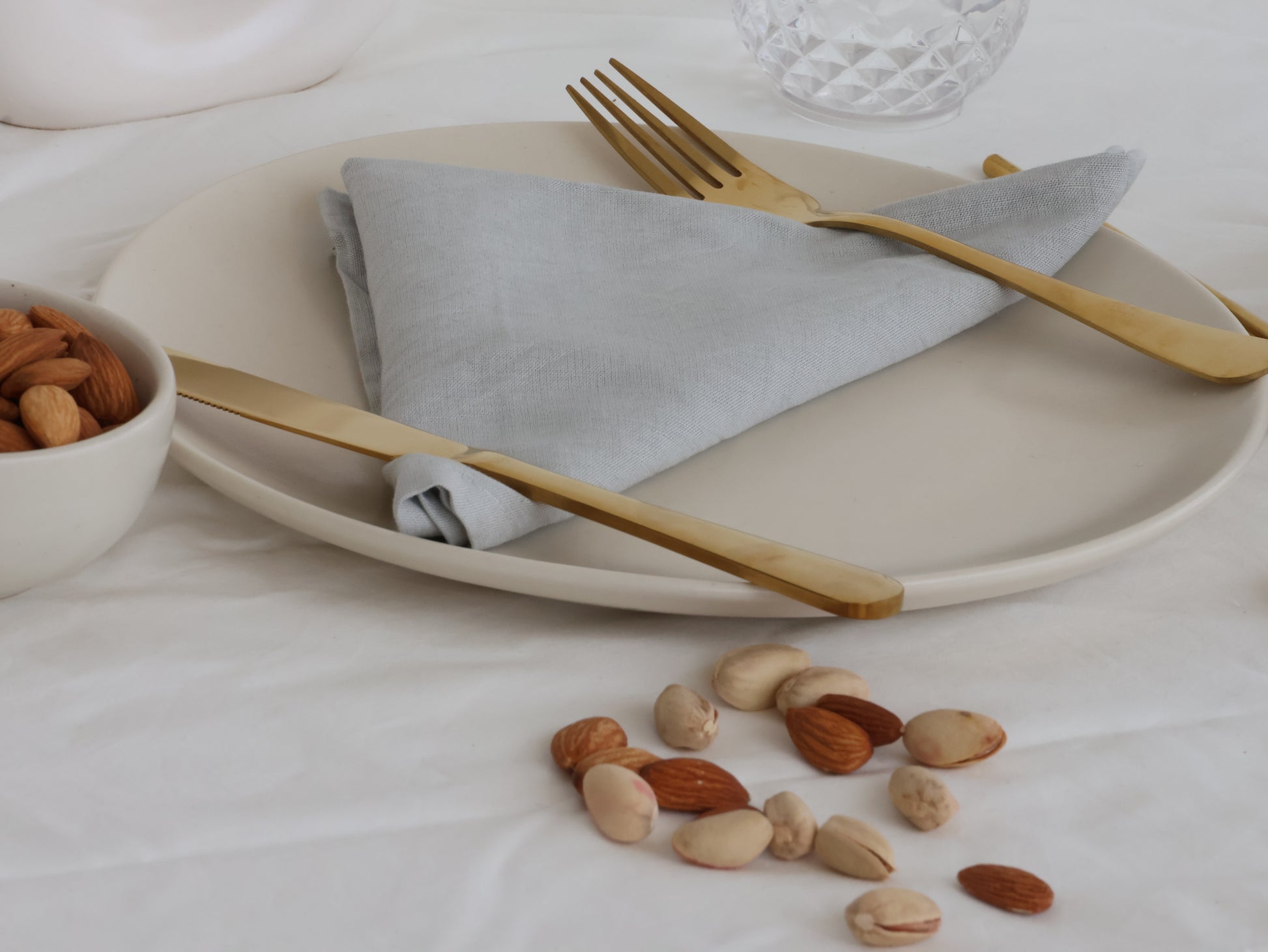 Light Grey Cotton Napkin – Handmade Reusable Cloth Napkin for Minimal Table Decor - Bohoblockprinted