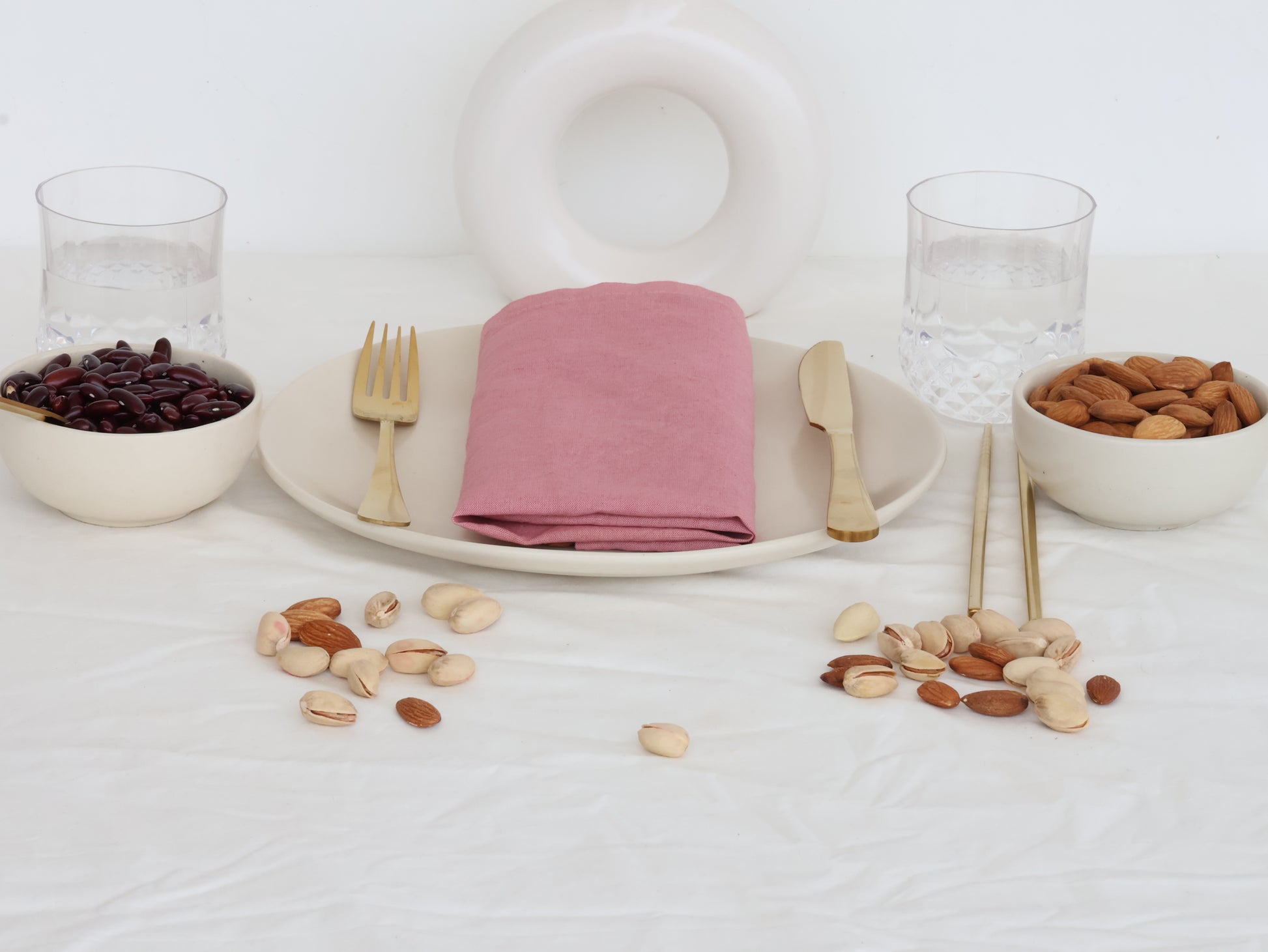 Rose Pink Table Napkin – 100% Cotton Reusable Dinner Napkin for Modern Dining - Bohoblockprinted