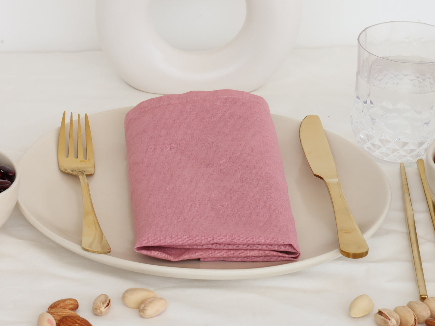 Rose Pink Table Napkin – 100% Cotton Reusable Dinner Napkin for Modern Dining - Bohoblockprinted