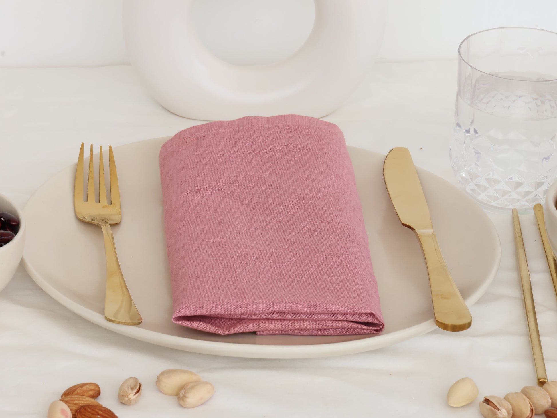 Rose Pink Table Napkin – 100% Cotton Reusable Dinner Napkin for Modern Dining - Bohoblockprinted
